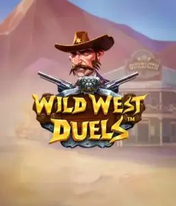  Иллюстрация слота "Wild West Duels" от Pragmatic Play, на котором изображён храбрый персонаж в шляпе с двумя пистолетами. На фоне пустынная территория с одиноким домом на Диком Западе. Идеально подходит для поклонников жанра вестерн и игровых автоматов.